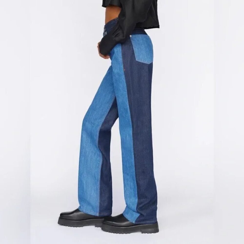 New FRAME Denim Le Contrast Jane High Rise Contrast Patchwork Jeans- Size 25